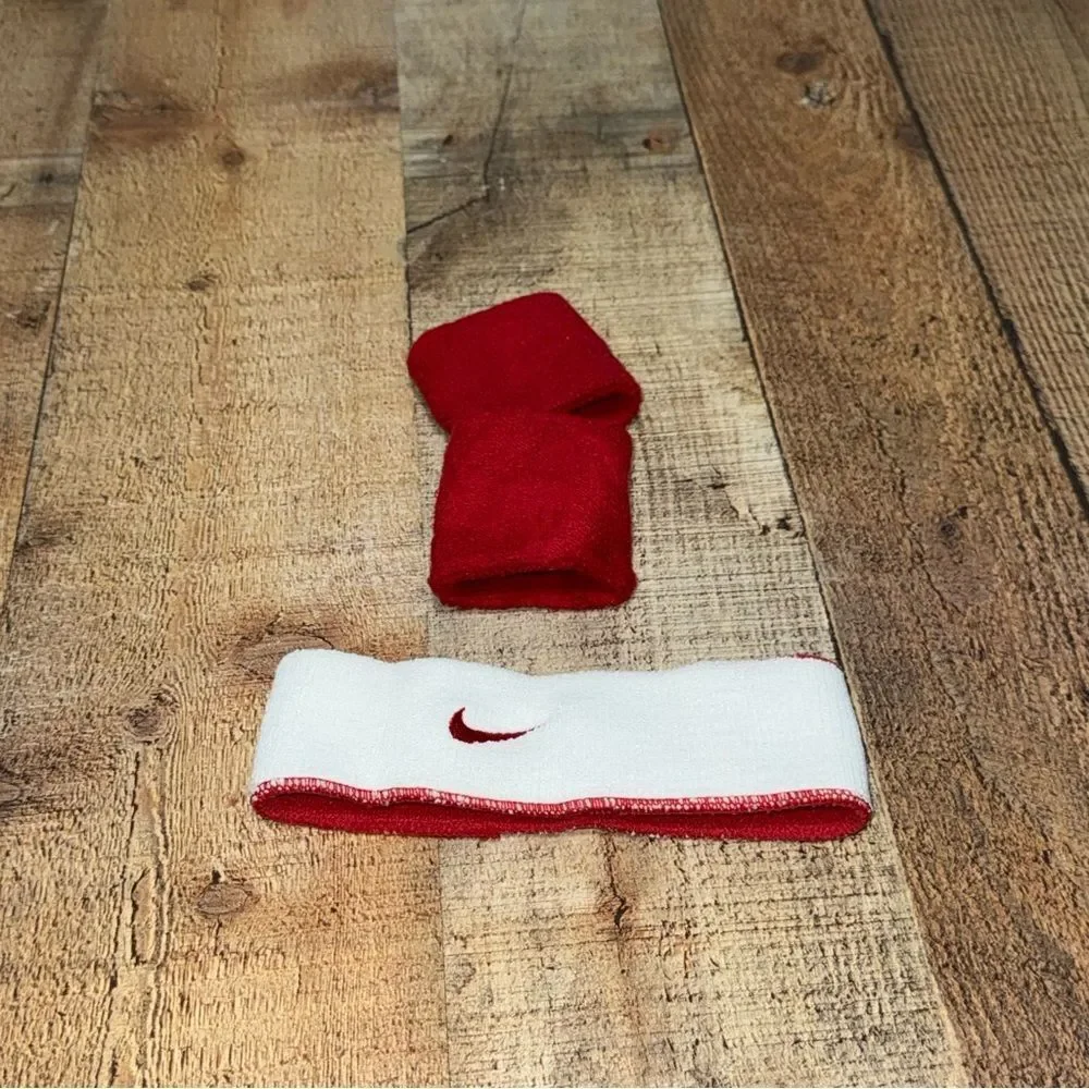 Nike swoosh wristbands and reversible headband